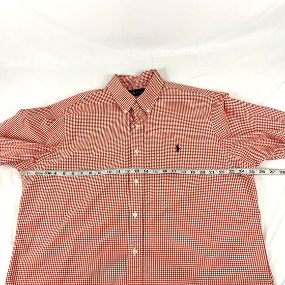 Mens Ralph Lauren Short Sleeve Button Down Shirt Size XL Gingham Check Orange - Picture 3 of 7